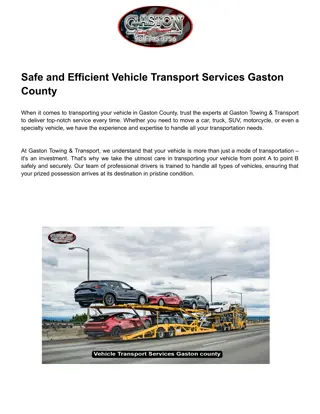 Safe and Efficient Vehicle Transport Services Gaston County