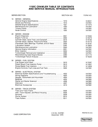 CASE 1150C Crawler Dozer Service Repair Manual Instant Download