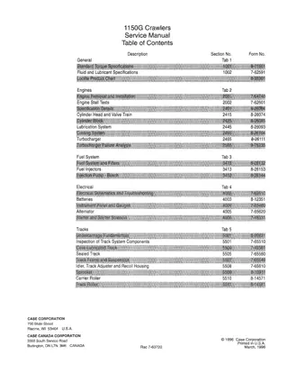 CASE 1150G Crawler Dozer Service Repair Manual Instant Download