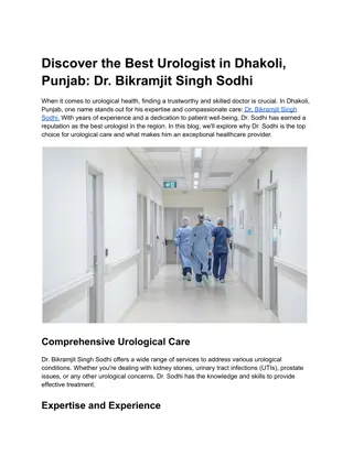Discover the Best Urologist in Dhakoli, Punjab_ Dr