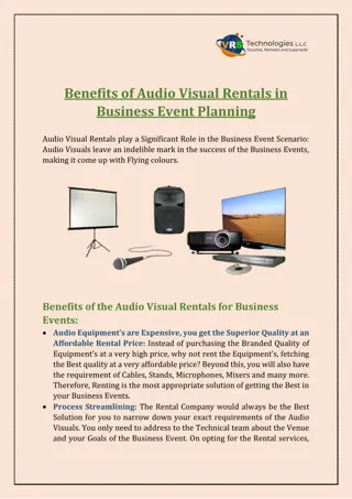Benefits of Audio Visual Rentals in Business Event Planning