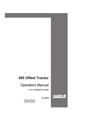 Case IH 265 Offset Tractor (Pin.CCJ0025281 and after) Operator’s Manual Instant Download (Publication No.9-17670)