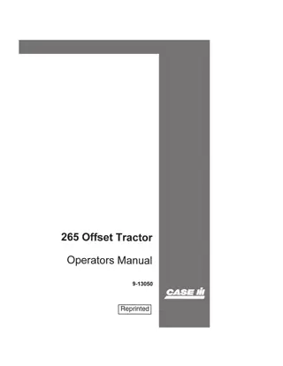 Case IH 265 Offset Tractor Operator’s Manual Instant Download (Publication No.9-13050)