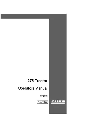 Case IH 275 Tractor Operator’s Manual Instant Download (Publication No.9-12693)