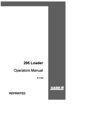 Case IH 295 Loader Operator’s Manual Instant Download (Publication No.9-1143)