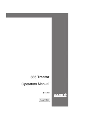 Case IH 385 Tractor Operator’s Manual Instant Download (Publication No.9-11393)