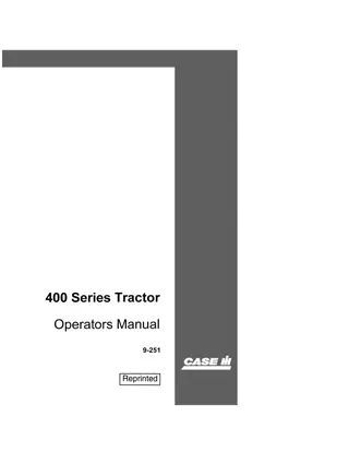 Case IH 400 Series 401 General Purpose Tractor Operator’s Manual Instant Download (Publication No.9-251)