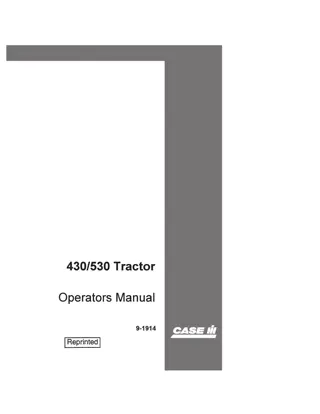 Case IH 430 530 Tractor Operator’s Manual Instant Download (Publication No.9-1914)