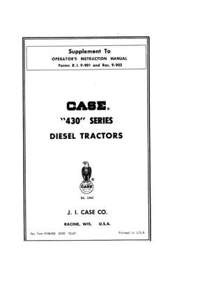 Case IH 430 Series Diesel Tractors Operator’s Manual Instant Download (Publication No.9-92452)