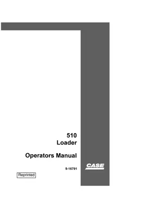 Case IH 510 Loader Operator’s Manual Instant Download (Publication No.9-16791)