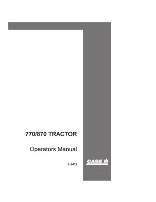 Case IH 770 870 Tractor Operator’s Manual Instant Download (Publication No.9-2412)