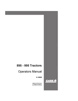 Case IH 895 995 Tractors Operator’s Manual Instant Download (Publication No.9-18860)