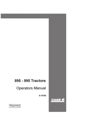 Case IH 895 995 Tractors Operator’s Manual Instant Download (Publication No.9-19760)