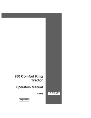 Case IH 930 Comfort King Tractor Operator’s Manual Instant Download (Publication No.9-1575)