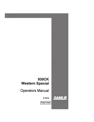 Case IH 930CK Western Special Tractor Operator’s Manual Instant Download (Publication No.9-1612)