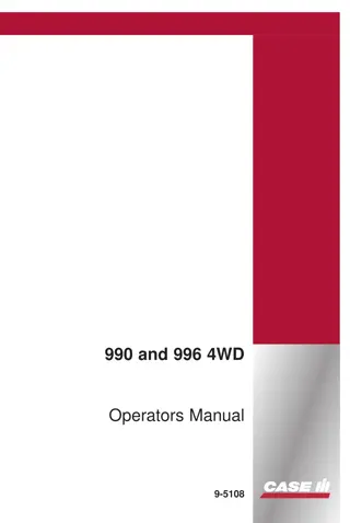 Case IH 990 and 996 4WD Tractors with David Brown Front Drive Axle Supplement Operator’s Manual Instant Download (Publication No.9-5108)