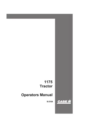 Case IH 1175 Tractor Operator’s Manual Instant Download (Publication No.9-3164)