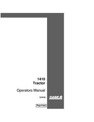 Case IH 1410 Tractor Operator’s Manual Instant Download (Publication No.9-5418)