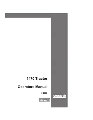 Case IH 1470 Tractor Operator’s Manual Instant Download (Publication No.9-2073)