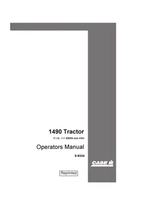 Case IH 1490 Tractor (Pin.11188699 and after) Operator’s Manual Instant Download (Publication No.9-9324)