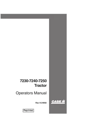 Case IH 7230 7240 7250 Tractor Operator’s Manual Instant Download (Publication No.9-24692)