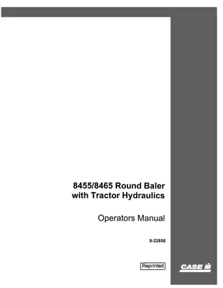 Case IH 8455 8465 Round Baler with Tractor Hydraulics Operator’s Manual Instant Download (Publication No.9-22858)