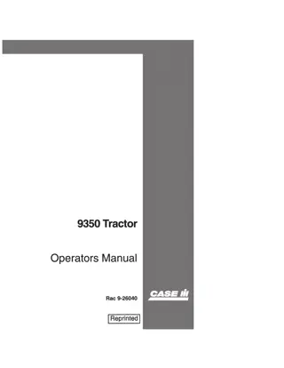 Case IH 9350 Tractor Operator’s Manual Instant Download (Publication No.9-26040)