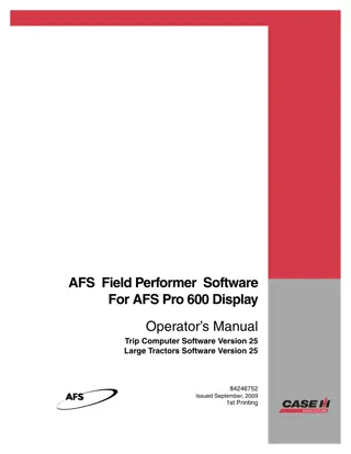 Case IH AFS Field Performer Software For AFS Pro 600 Display Operator’s Manual Instant Download (Publication No.84246752)