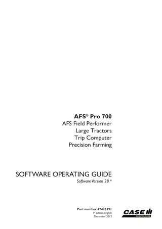 Case IH AFS Pro 700 AFS Field Performer Large Tractors Trip Computer Precision Farming Operator’s Manual Instant Download (Publication No.47426391)