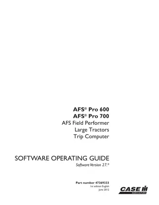 Case IH AFS Pro600 AFS Pro700 AFS Field Performer Large Tractors Trip Computer Operator’s Manual Instant Download (Publication No.47369333)