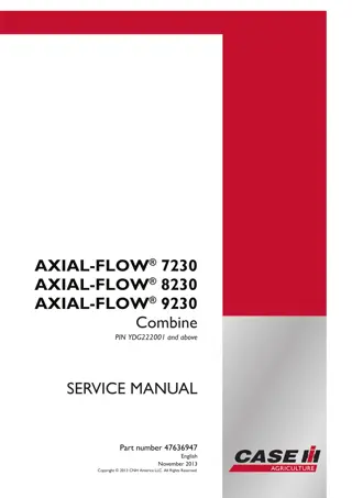 CASE IH AXIAL-FLOW 7230 Combine Service Repair Manual Instant Download (PIN YDG222001 and above)