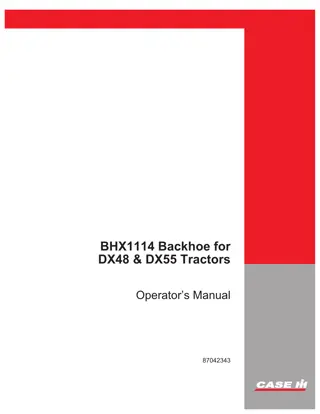 Case IH BHX1114 Backhoe for DX48 & DX55 Tractors Operator’s Manual Instant Download (Publication No.87042343)