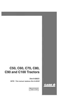 Case IH C50 C60 C70 C80 C90 and C100 Tractors Operator’s Manual Instant Download (Publication No.9-28331)