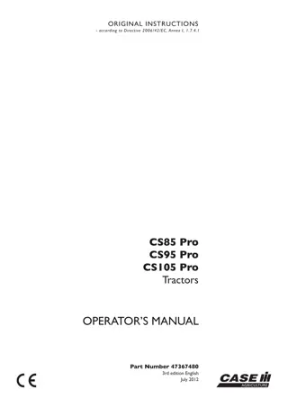Case IH CS85 Pro CS95 Pro CS105 Pro Tractors Operator’s Manual Instant Download (Publication No.47367480)