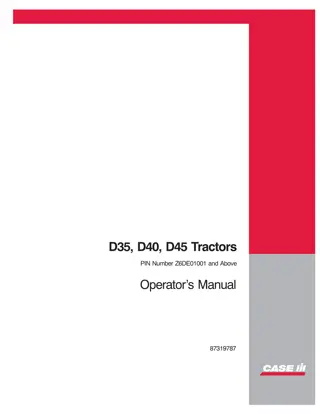 Case IH D35 D40 D45 Tractors (Pin NumberZ6DE01001 and above) Operator’s Manual Instant Download (Publication No.87319787)