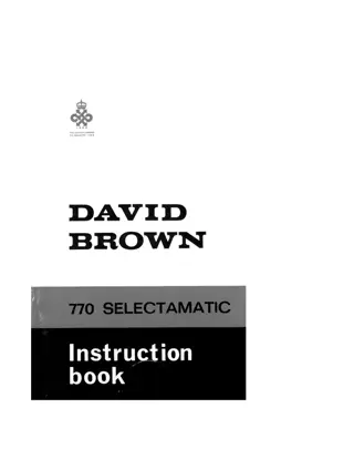 Case IH David Brown 770 Selectamatic Livedrive Tractor Operator’s Manual Instant Download (Publication No.TP617)