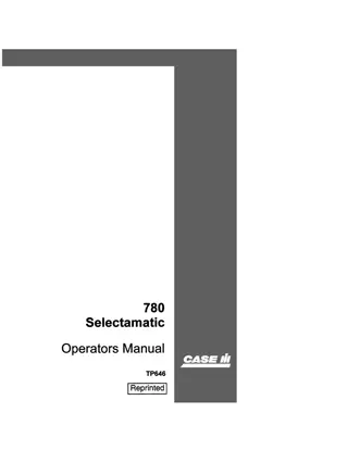Case IH David Brown 780 Selectamatic Livedrive Tractor Operator’s Manual Instant Download (Publication No.TP646)