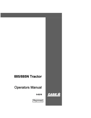 Case IH David Brown 885 885N Tractor Operator’s Manual Instant Download (Publication No.9-5218)