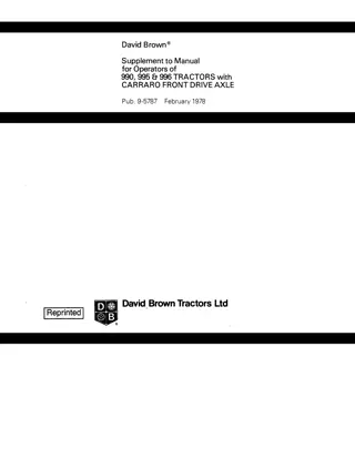 Case IH David Brown 990 995 996 Tractors with Carraro Front Drive Axle Supplement Operator’s Manual Instant Download (Publication No.9-5787)