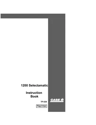 Case IH David Brown 1200 Selectamatic Livedrive Tractor Operator’s Manual Instant Download (Publication No.TP638)