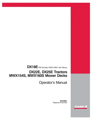 Case IH DX18E DX22E DX25E Tractors MWX154S MWX160S Mower Decks (Pin NumberHDG110001 and above) Operator’s Manual Instant Download (Publication No.87544691)