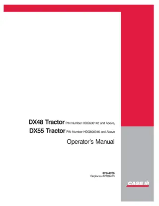 Case IH DX48 DX55 Tractor (DX48 Pin NumberHDG500142 and above DX55 Pin NumberHDG600346 and above) Operator’s Manual Instant Download (Publication No.87544706)