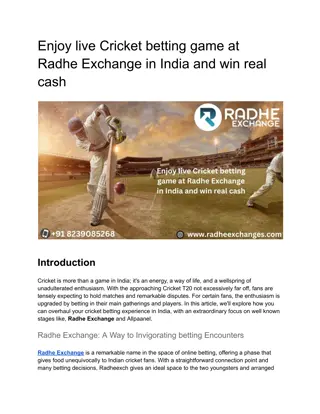 Enjoy live Cricket betting game at Radhe Exchange in India and win real cash