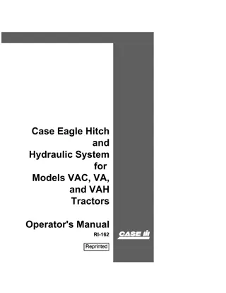 Case IH Eagle Hitch and Hydraulic System for VAC VA and VAH Tractors Operator’s Manual Instant Download (Publication No.RI-162)