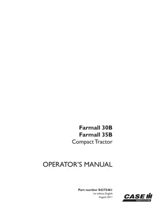 Case IH Farmall 30B Farmall 35B Compact Tractor Operator’s Manual Instant Download (Publication No.84275461)