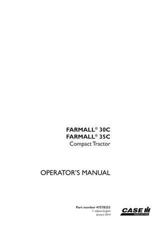 Case IH Farmall 30C Farmall 35C Compact Tractor Operator’s Manual Instant Download (Publication No.47578253)