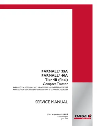 CASE IH FARMALL 35A Tier 4B (final) Compact Tractor Service Repair Manual Instant Download