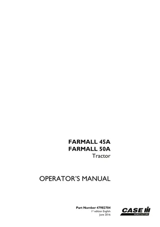 Case IH Farmall 45A Farmall 50A Tractor Operator’s Manual Instant Download (Publication No.47982704)