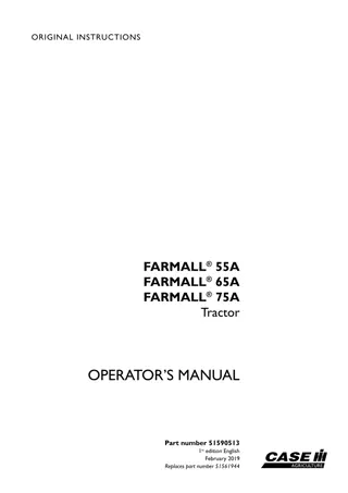 Case IH Farmall 55A Farmall 65A Farmall 75A Tractor Operator’s Manual Instant Download (Publication No.51590513)