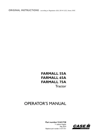 Case IH Farmall 55A Farmall 65A Farmall 75A Tractor Operator’s Manual Instant Download (Publication No.51631738)